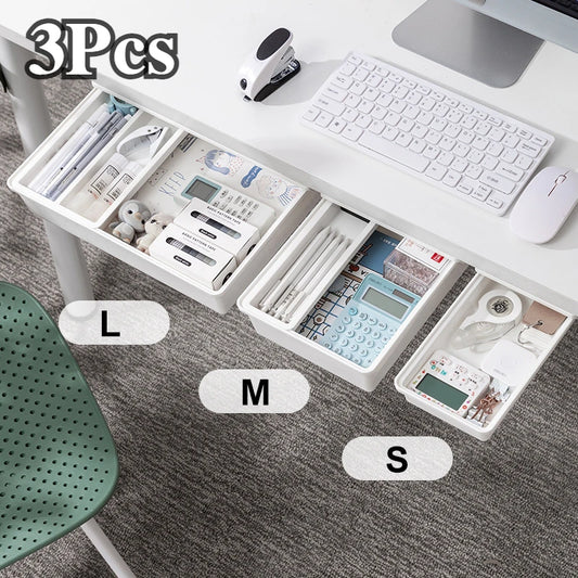 Hidden Storage Box Desk Storage Drawer Self-Adhesive Plastic Table Storage Holder Simple Sundries Cosmetics Stationery Organizer