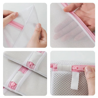 2Pcs/7Pcs 6Size Transparent Zippered Laundry Fine Mesh Pocket Reusable Sturdy for Washing Machine Laundry Protection