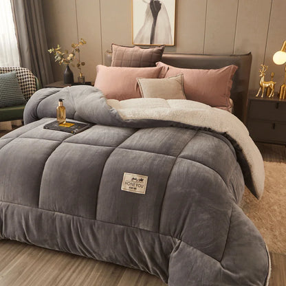 Winter lamb velvet quilt thickened quilt warm single double blanket autumn winter quilt core cotton comforter space quilt