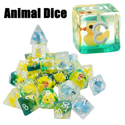 Ensemble de dés en résine haut de gamme DND 7 pièces, dés polyédriques en ligne pour animaux D4 D6 D8 D10 D12 D20 pour jeux de société RPG et jeux de table