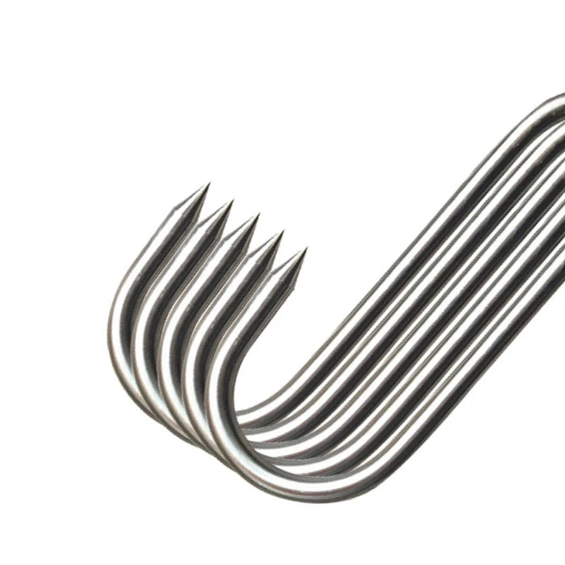 Ganchos en forma de S de acero inoxidable con punta afilada, colgador de ropa para carne, ganchos colgantes para carnicería, utensilios de cocina para hornear