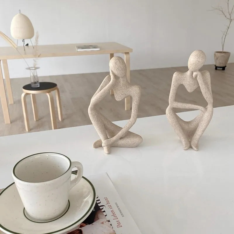 Sand Color The Thinker Abstract Statues Sculptures Yoga Figurine Nordic Living Room Home Decor Decoration Maison Desk Ornaments