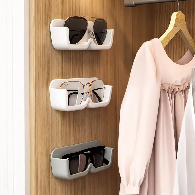 Vitrine en verre haut de gamme, boîte de rangement de lunettes, boîte de rangement murale perforée gratuite pour lunettes de soleil, support de rangement pour lunettes de soleil, rangement à domicile