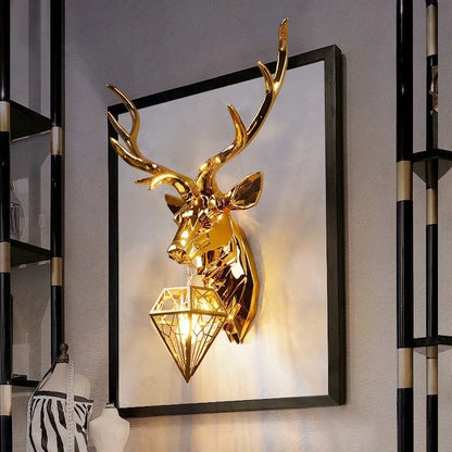 Nordic Modern Antler Wall Lamp Deer Head Resin Sconce Bedroom Lighting Kitchen Fixture Light Home Decor Lighting Living Room Led