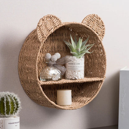 Handmade Rattan Wicker Fruit Basket Cosmetic Sundry Organizer Picnic Snack Bread Storage Box Wall Hanging Decor Kitchen Supplies