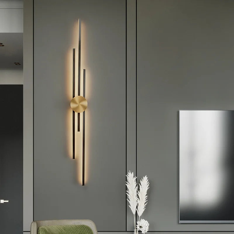 Lámpara de pared moderna y larga LED para sala de estar, comedor, Loft, candelabro montado en la pared, decoración, luz de noche para dormitorio, accesorio de escalera