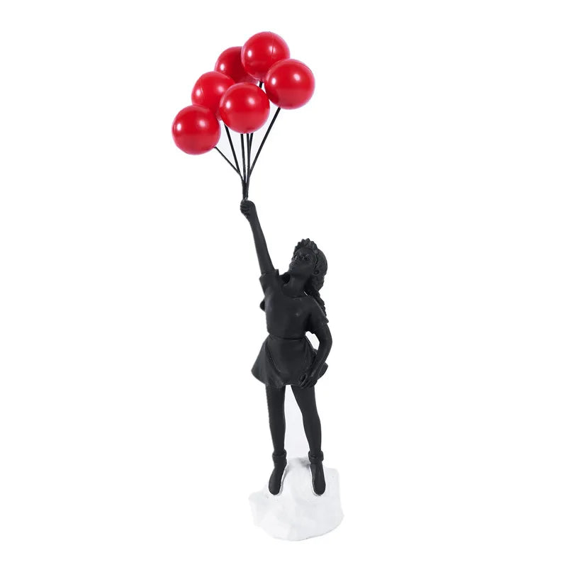 Statue nordique moderne de Banksy en résine, décoration de maison, ballon volant, Sculpture d'art pour fille, ornements artisanaux, décorations de salon