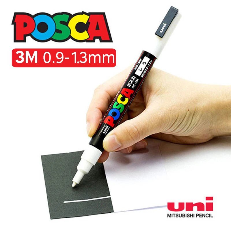 Uni Marker Pen, PC-3M Acrylic posca marcadores permanent marker graffiti paint pen For Rock Metal Leather Ceramic Glass Plastic