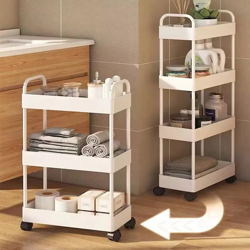 Mobile Storage Rack Trolley Kitchen Bathroom Bedroom Multi Storey Snacks Storage Rack with Wheels Organizer Home Accessories