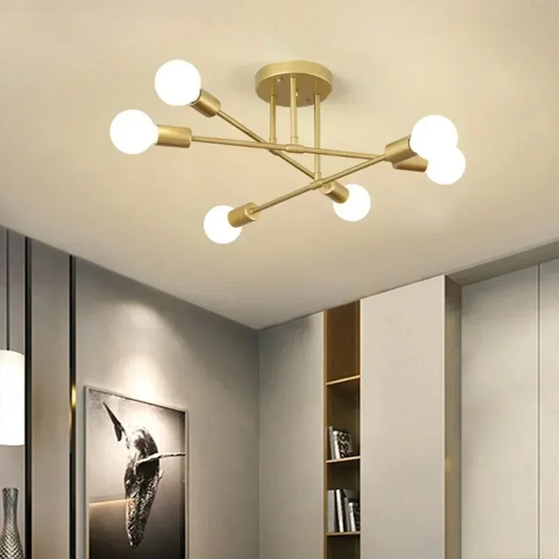 6 Heads Modern LED Chandelier Retro Creative Ceiling Pendant Lighting Living Room Bedroom Hall Home Decor Lndoor Lights Fixture