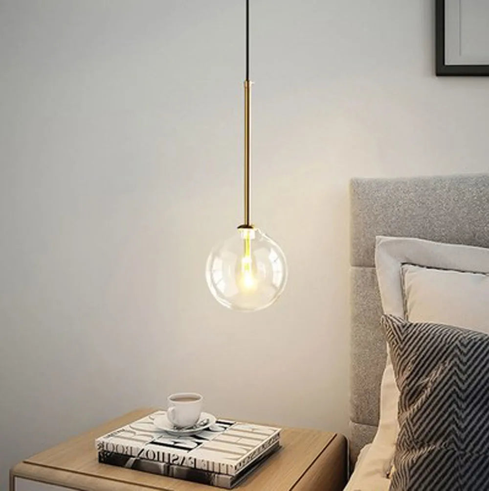 Nordic Pendant Lamp Modern Clear Glass Pendant Lights Glass Ball Vintage Hanging Lamp for Loft Kitchen Living Room Bedside