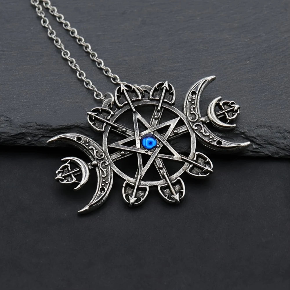 Collar de luna con bendición de pentagrama de Mystic Witcher para mujer, collar gótico, accesorios góticos para niña, joyería de diseñador