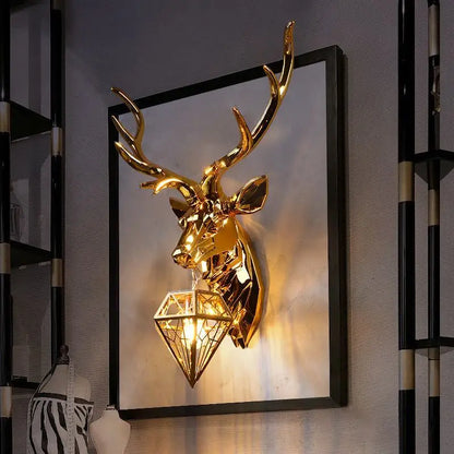 Nordic Modern Antler Wall Lamp Deer Head Resin Sconce Bedroom Lighting Kitchen Fixture Light Home Decor Lighting Living Room Led