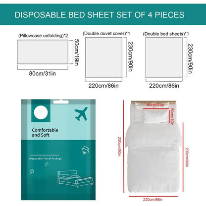 Sábanas de viaje para Hotel, funda de cama suave, funda de almohada y sábana, juego de 3 uds/4 Uds., ropa de cama transpirable respetuosa con la piel para pasar la noche