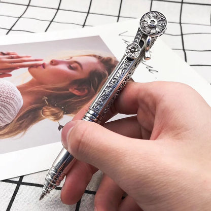 High-grade 925 Sterling Silver Heavy Industry Tangcao Pattern Thai Classical Ballpoint Pen Shell