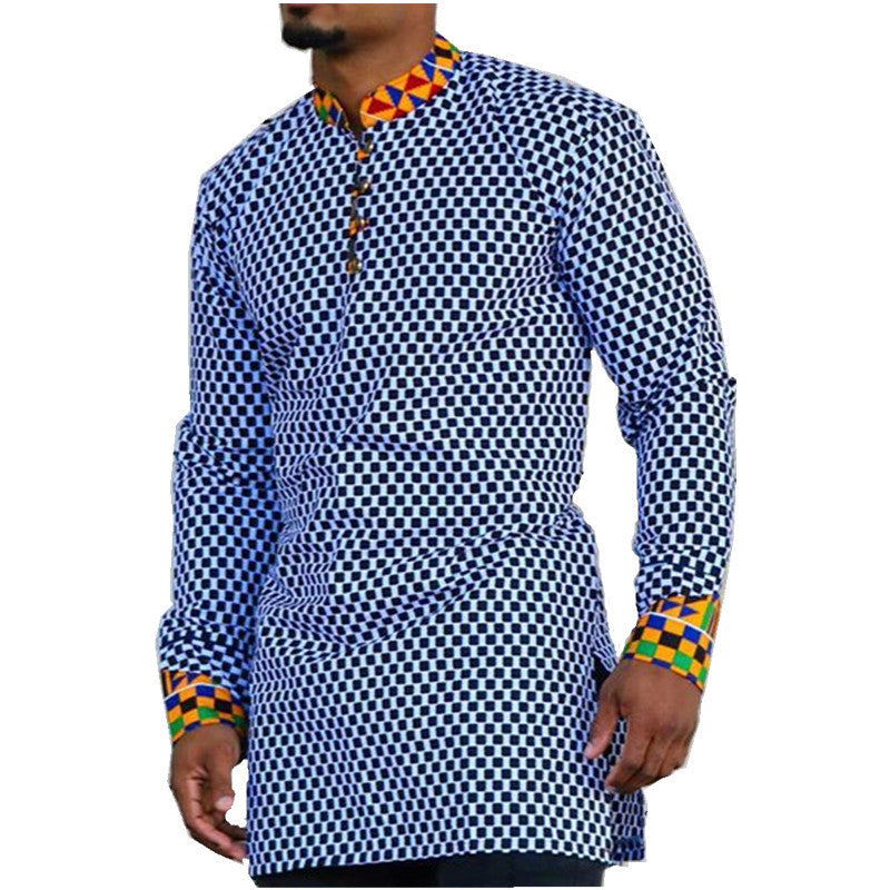 Camisa de longitud media con lunares ajustada y estampada con solapa de algodón informal para jóvenes de primavera y otoño