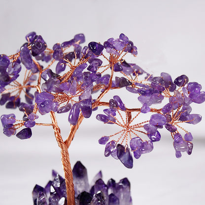 Natural Amethyst Flower Tree Amethyst Cluster Base Desktop Office Decoration