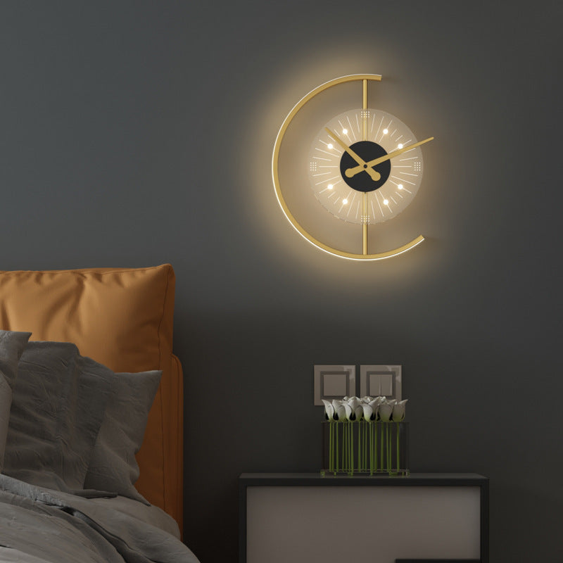 Nordic Minimalist Mute Clock Wall Lamp Living Room Background Wall Decoration Lamp Wall Clock