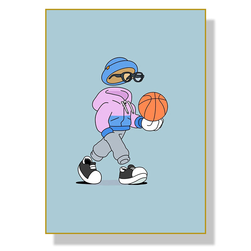 Sports Cartoon Characters Art Poster Home Living Room Canvas Painting