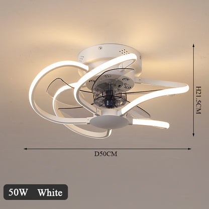 Lámpara nórdica para ventilador de dormitorio y sala de estar, luz LED con Control remoto