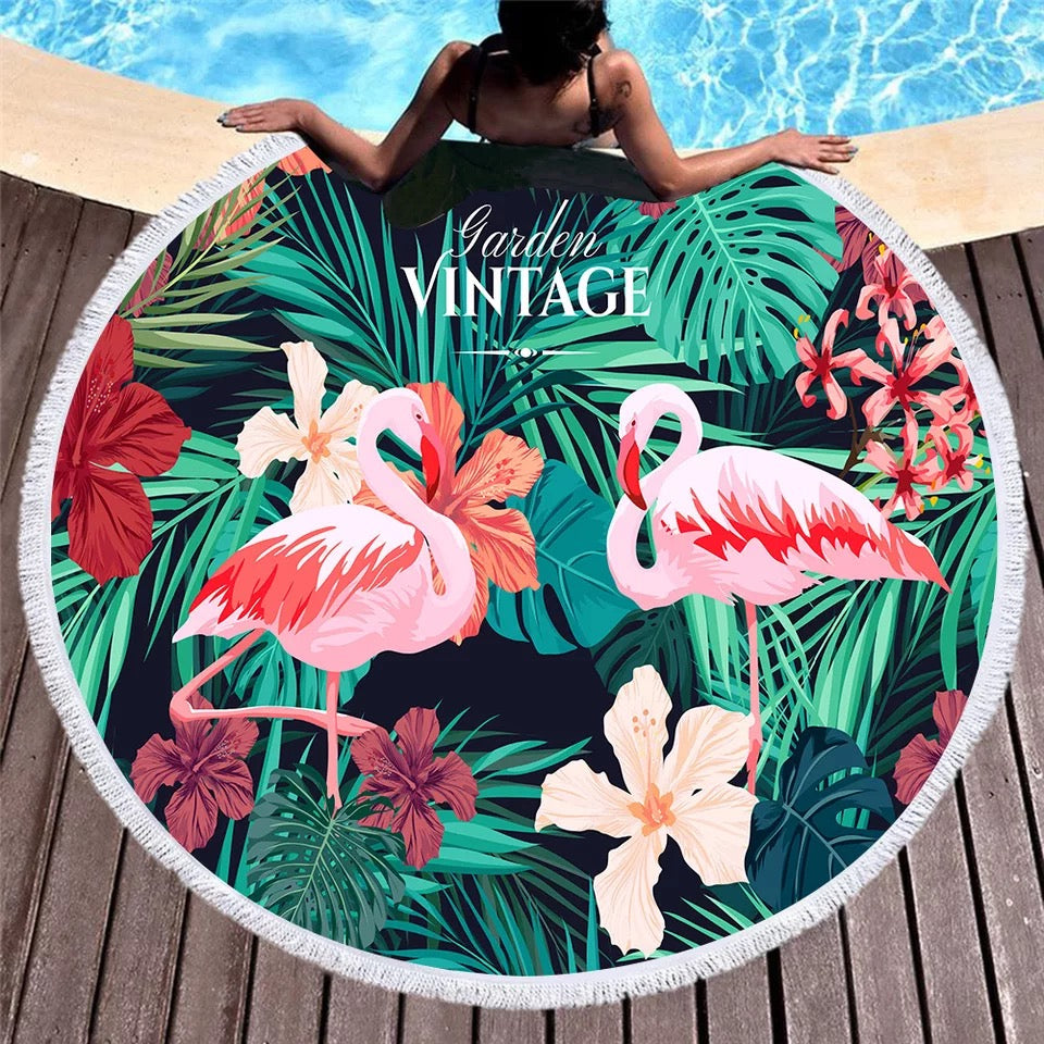 Summer round printed beach towel