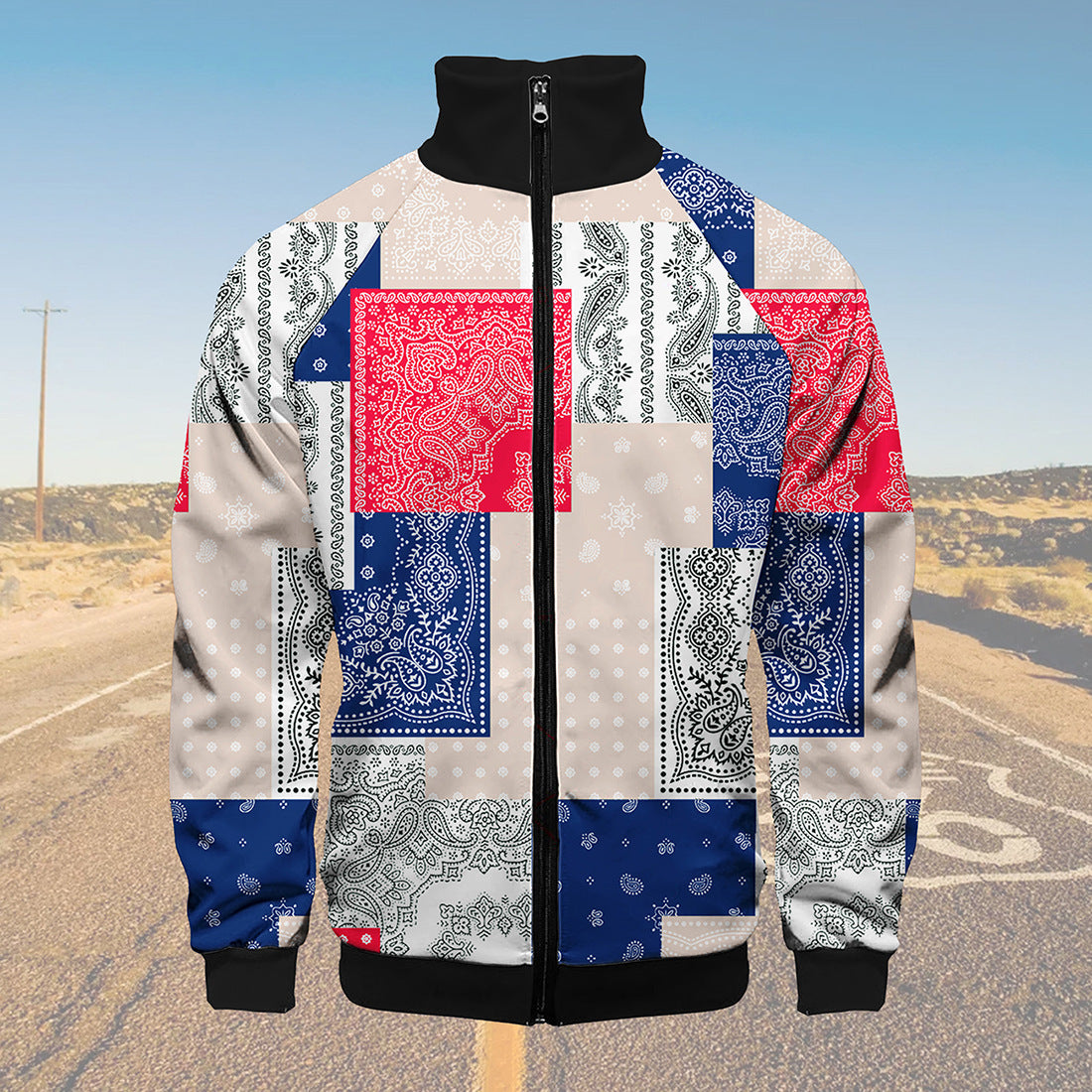 Paisley Printed Men's Raglan Sleeve Jacket