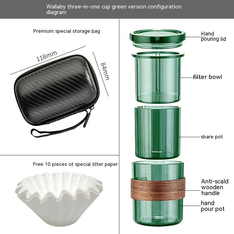 Three-in-one Hand Made Coffee Maker Suit Portable Filter Cup