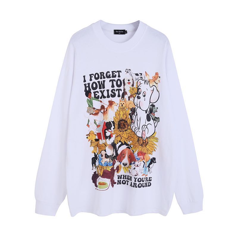 Spoof Printed Long-sleeved Bottoming T-shirt For Men And Women