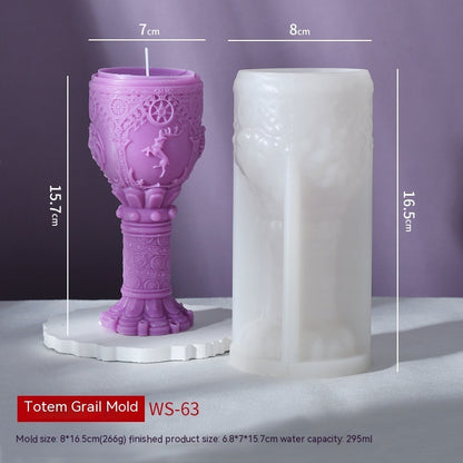 Molde de silicona para velas de aromaterapia con forma de copa sagrada de calavera, herramienta abrasiva para decoración de yeso de Halloween