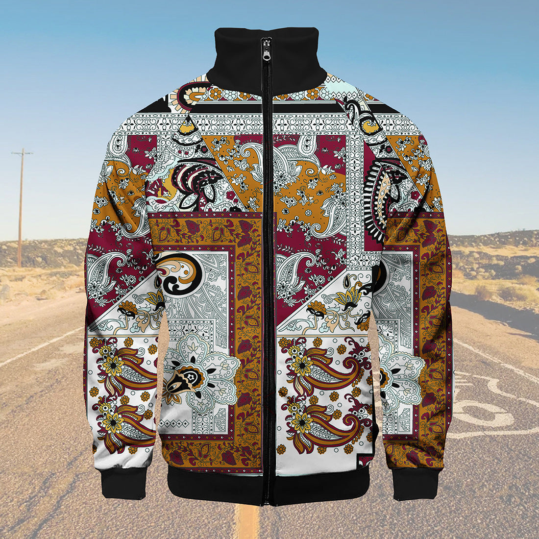 Paisley Printed Men's Raglan Sleeve Jacket