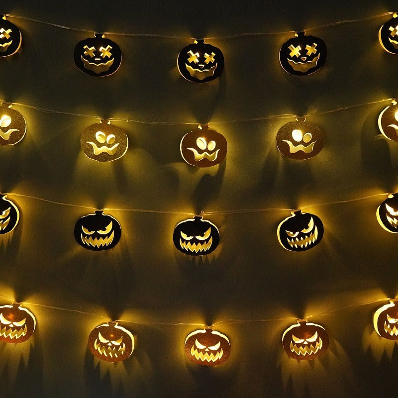 New Paper Halloween Decoration Electronic Lighting Chain Led Party Atmosphere Haunted House Props Pumpkin Shape