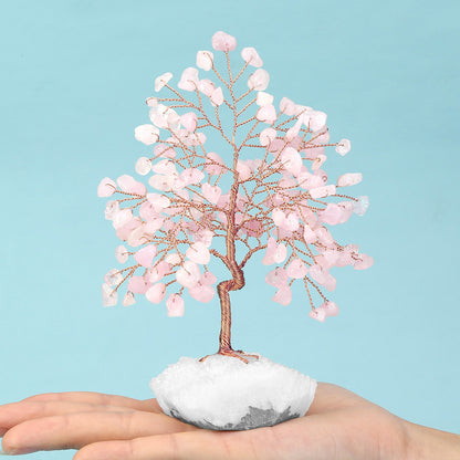 Tronco Doblado Árbol De Cristal Blanco Base De Racimo Adornos De Árbol Pequeño Árbol De Grava