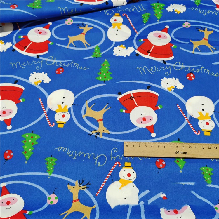 Tissu rouge de vêtements de lit de dessin animé de coton de sergé de coton de Santa