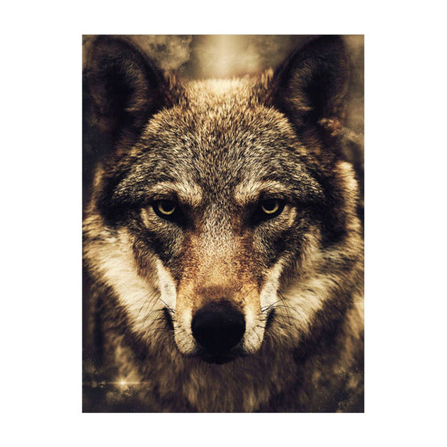 Scandinavian Style Forest Wolf Head Art Poster