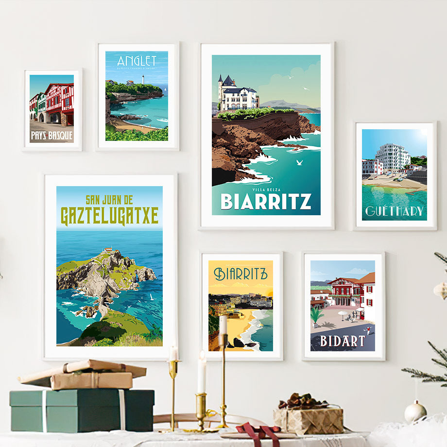 Póster decorativo con lienzo para pared, diseño de paisaje de ciudad famosa de viaje