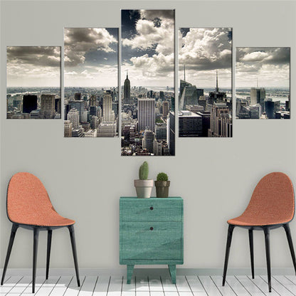 Wall Art HD Print 5 piezas de lienzo de paisaje urbano