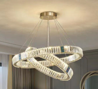 Light Luxury Crystal Living Room Chandelier Postmodern Round Stainless Steel