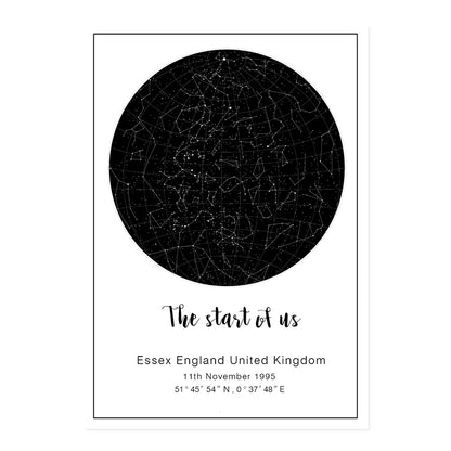 Star Map And Moon Phases Canvas Painting Black And White Poster Wall Art Picture