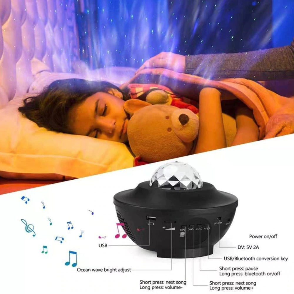 USB LED Étoile Veilleuse Musique Étoilée Vague D'eau LED Projecteur Lumière Bluetooth Projecteur Activé Par Le Son Projecteur Lumière Décor