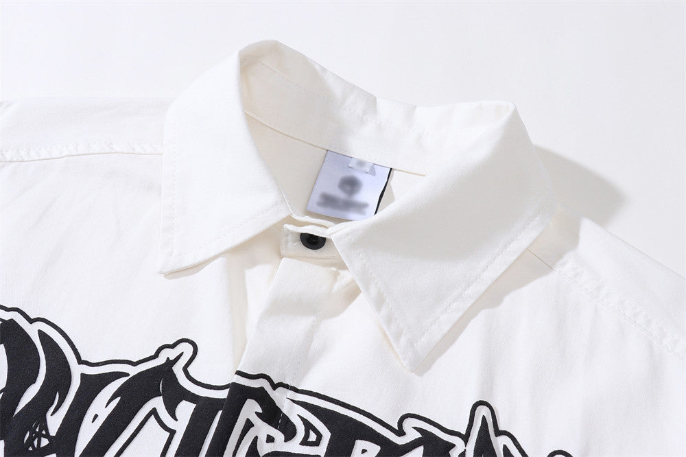 Camisa de manga larga con estampado de letras de espuma High Street para hombre