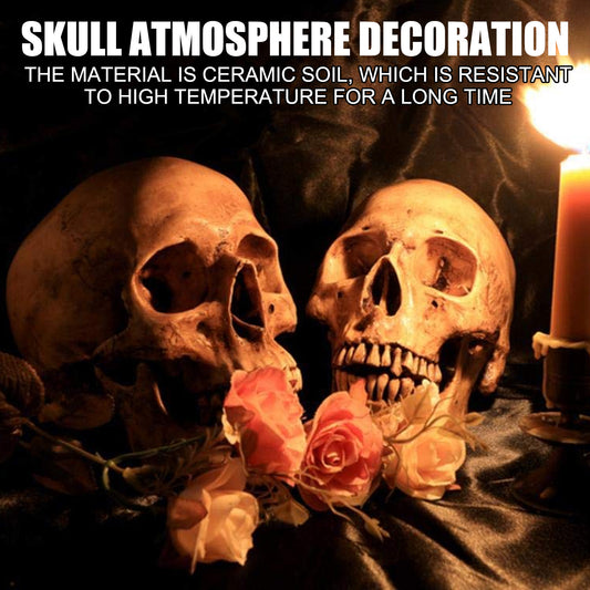 Simulación de calavera para Halloween, decoración aterradora, decoración del hogar, fogata de madera, chimenea, atmósfera de terror ardiente, accesorios de decoración