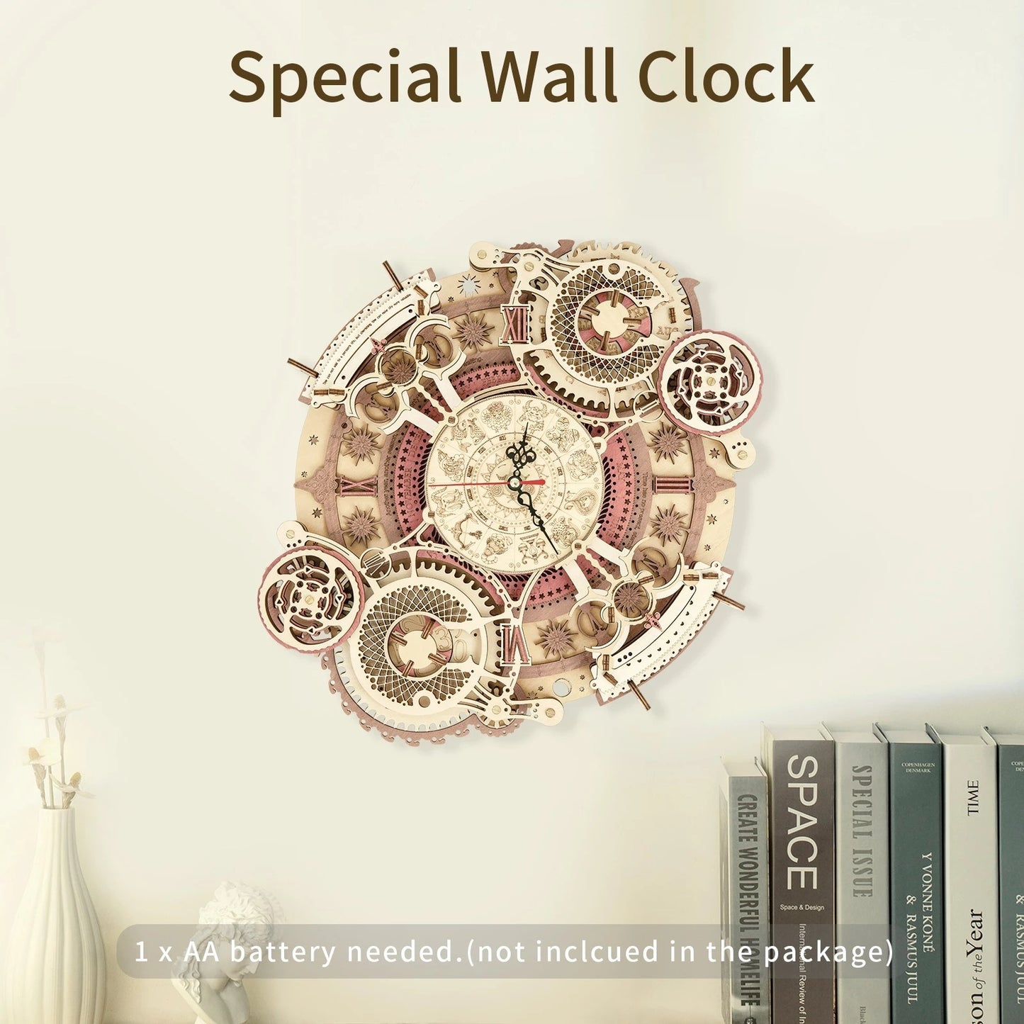 Robotime ROKR Zodiac Reloj de pared 3D rompecabezas de madera modelo ensamblaje juguetes regalos para niños adolescentes LC601 soporte Dropshipping