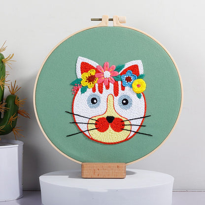 New Original Diy Handmade Embroidery Material Pack European Abstract Cat Animal