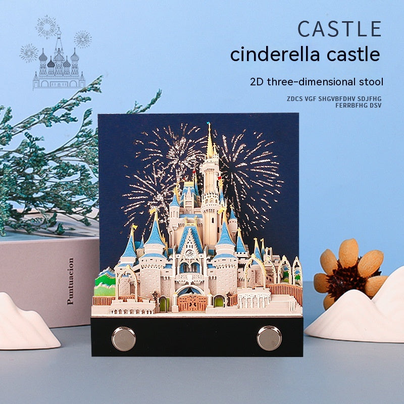 Three-dimensional Note Paper Carving Model Fairy Tale Castle Art