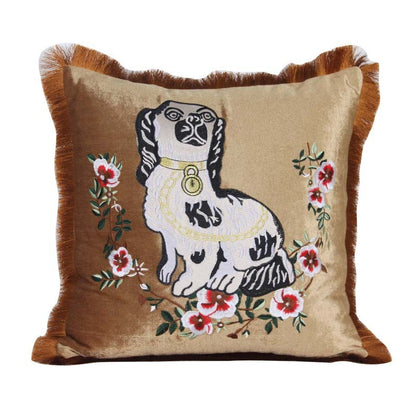 Home Velvet Embroidery Pillow Cover