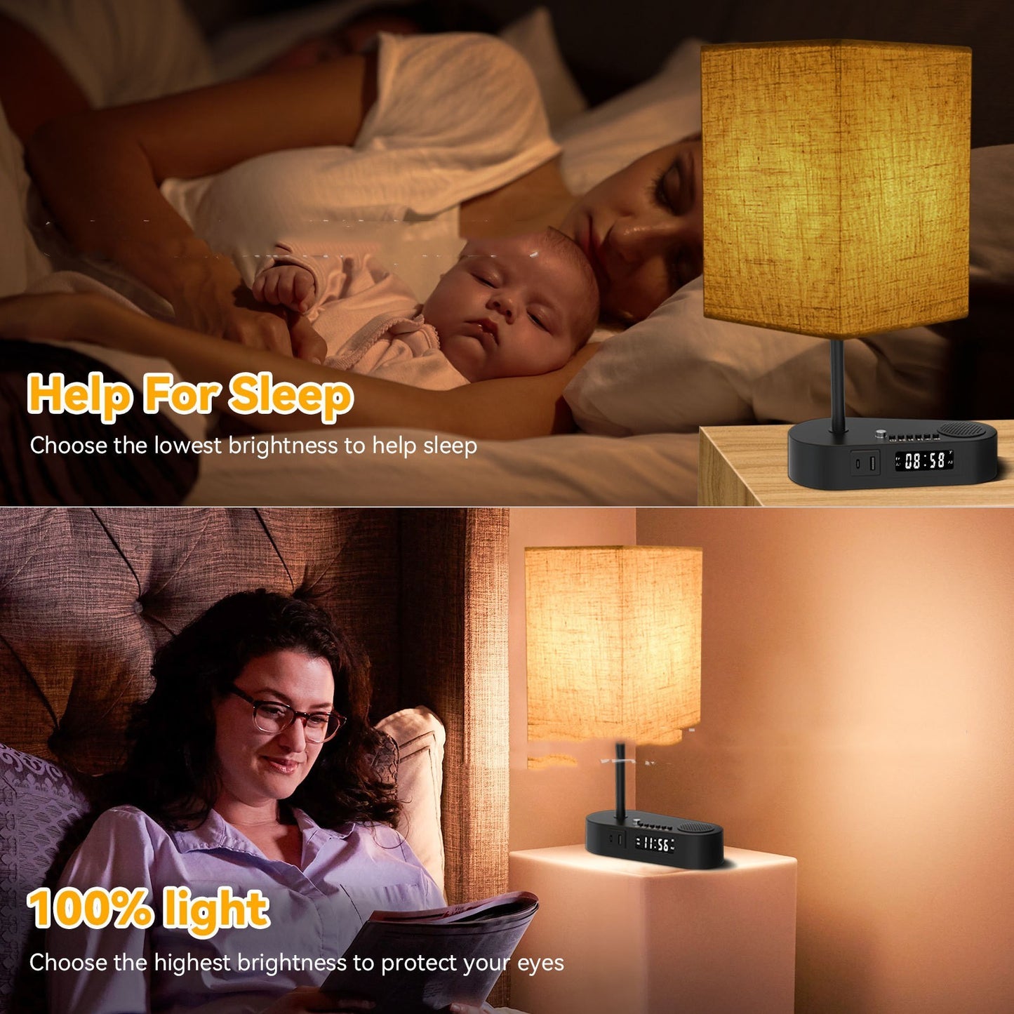 Multifunctional Bluetooth Playing Alarm Clock Fabric Table Lamp