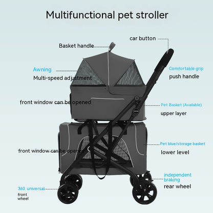 Carrito plegable ligero para perros pequeños y gatos