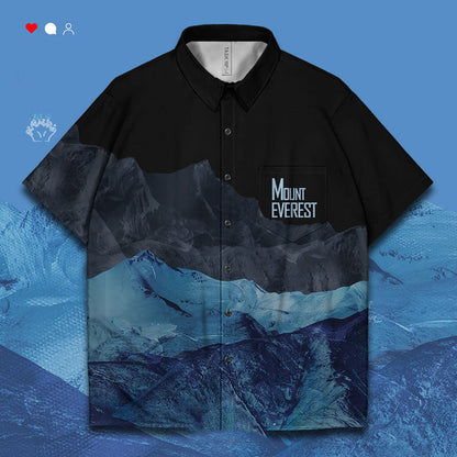 Mountain Oil Painting Trend Short Sleeved Shirt