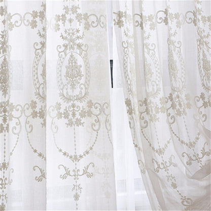 New Translucent Embroidered Window Screen White European Style