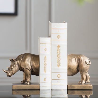 Rhinoceros Ornaments Animal Bookend Decoration American Handmade Book End Resin Craft